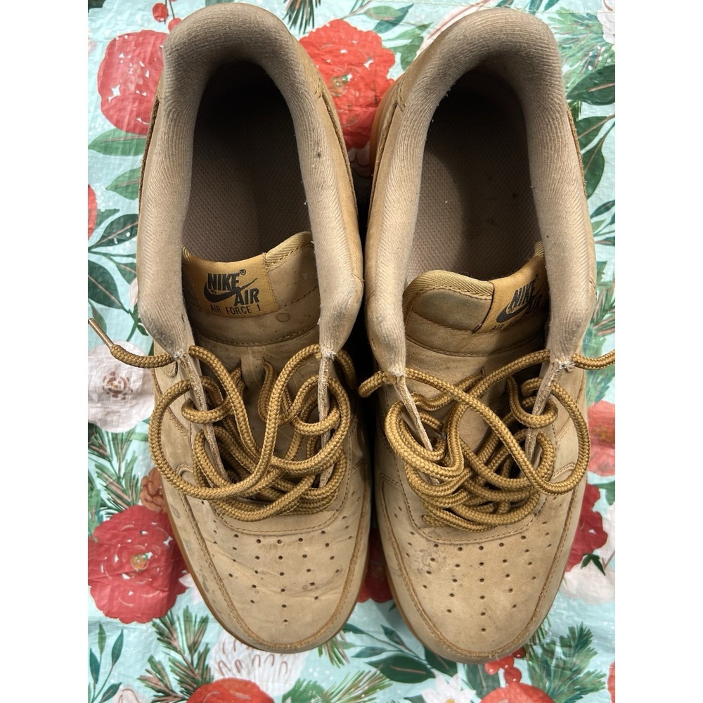 Nike Air Force 1 Low 'Flax' Wheat Sneakers Sz 9.5 Mens Classic Streetwear Shoes - Picture 11 of 12